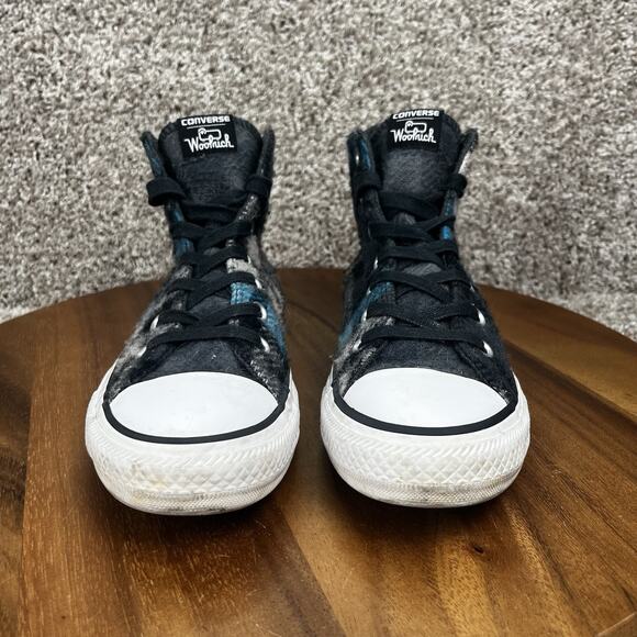 Converse x Woolrich Women’s 8 Mens 6 Chuck Taylor All-Star Hi Wool Black Shoes - Picture 3 of 10